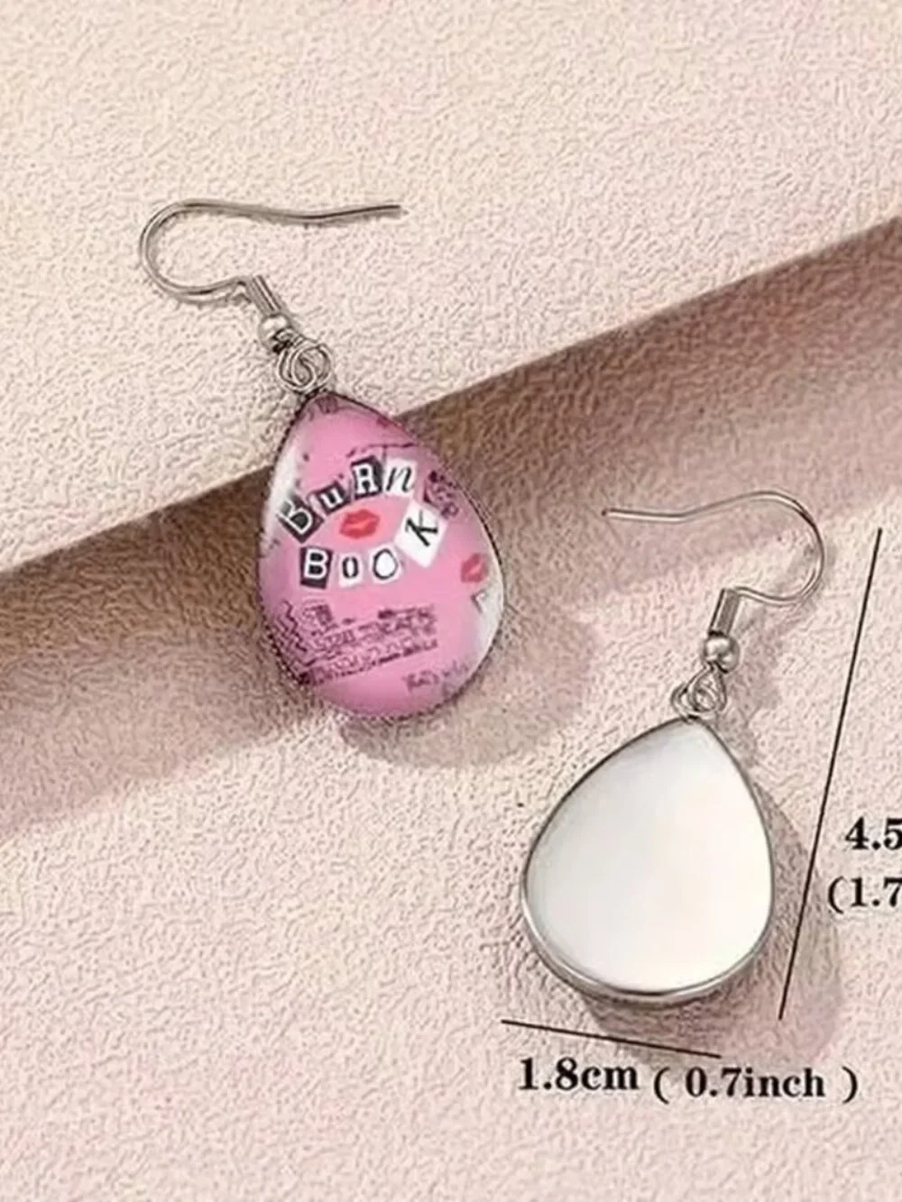 Silver BURN BOOK Mean Girls Dangle Earrings